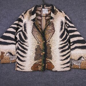 Sugar Street Weavers Sweater Womens S/M Multicolor Animal Beaded Cardigan Zebra‎